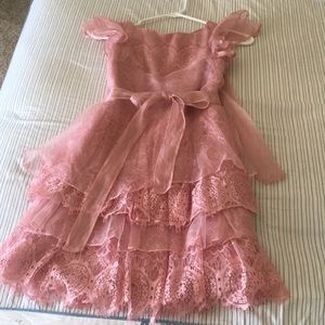 Pink lace, organza, satin dress